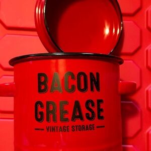 Vintagey Storage Red Bacon Grease Container